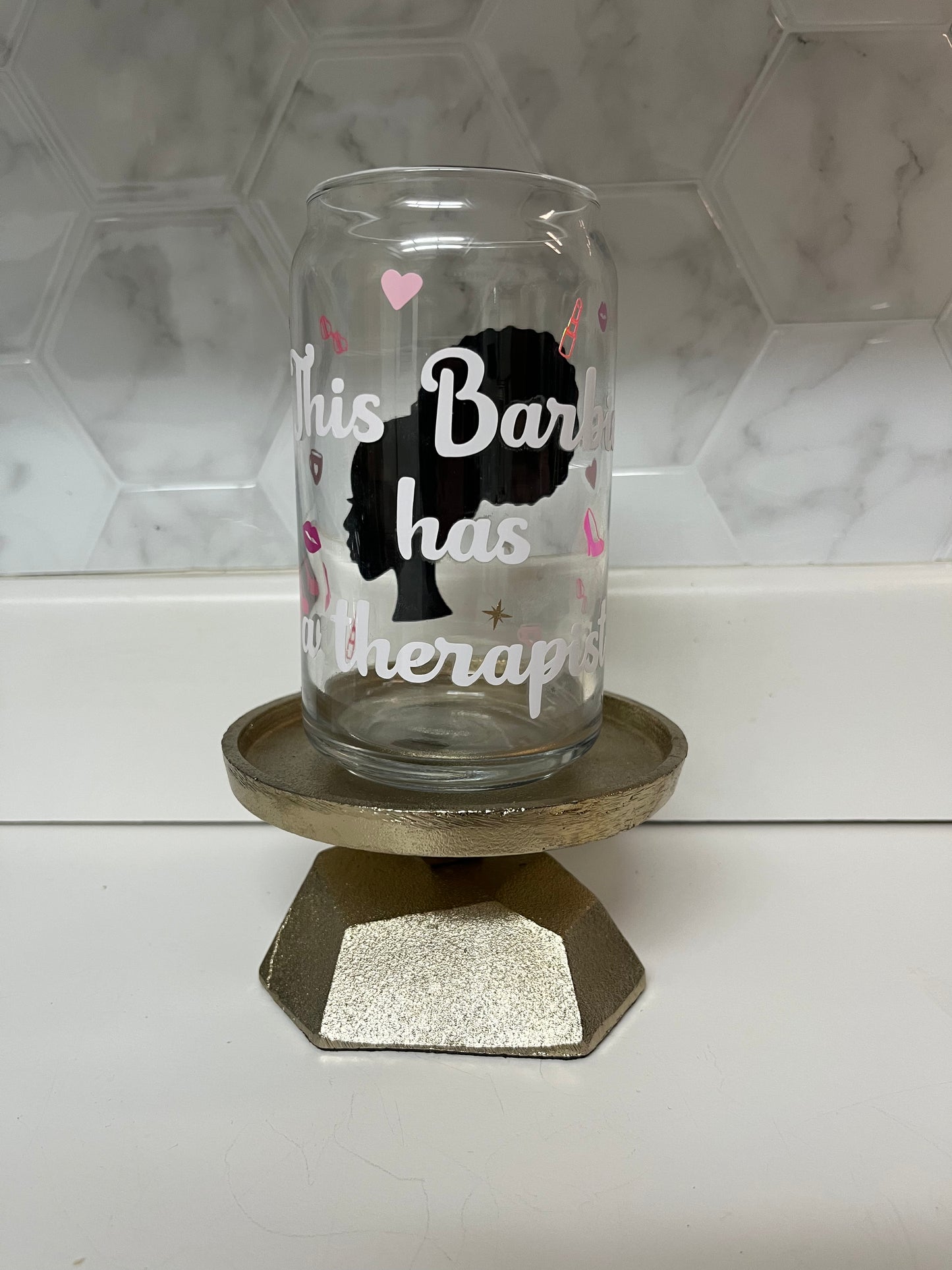 Black Barbie glass cup