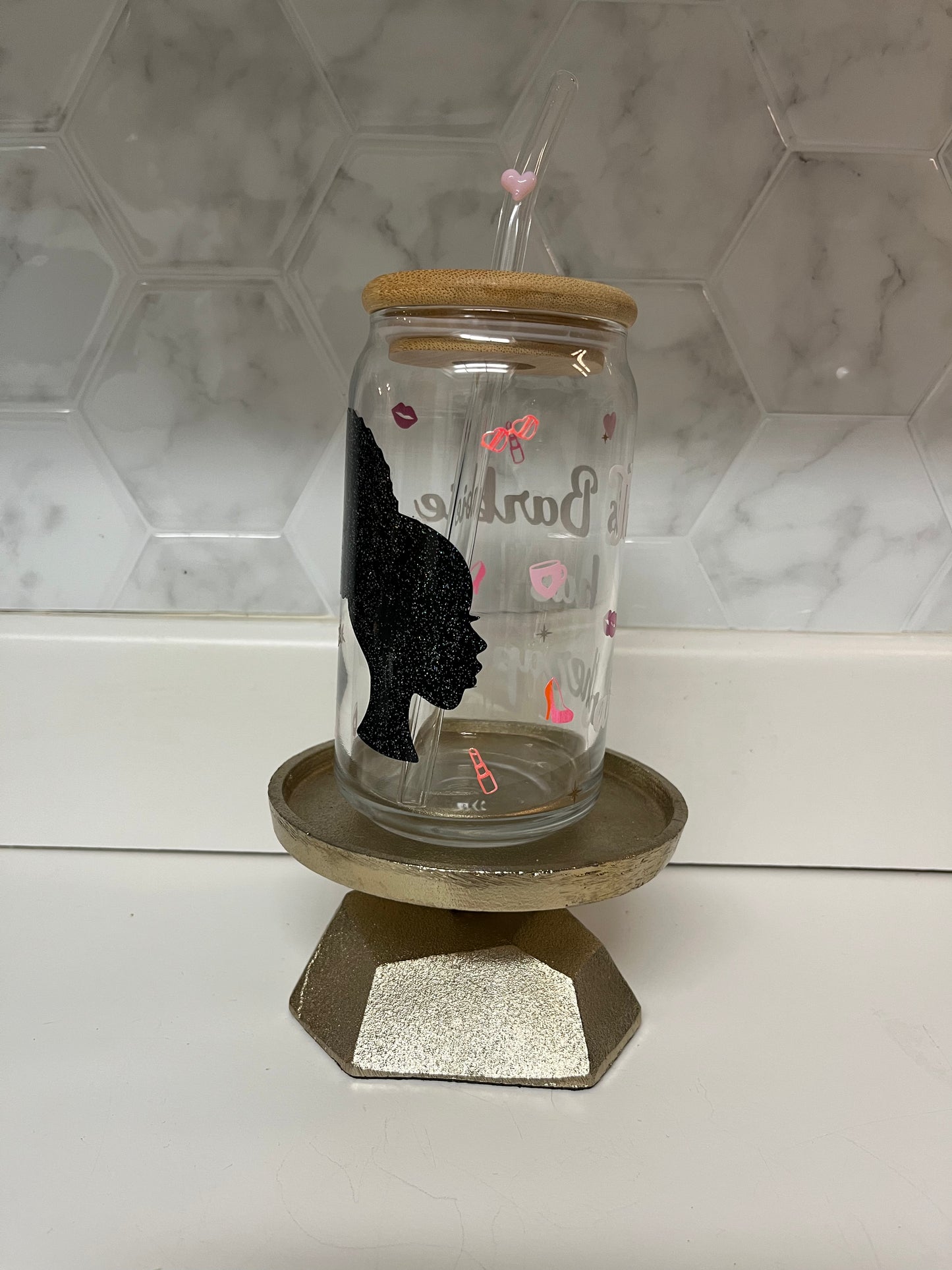 Black Barbie glass cup